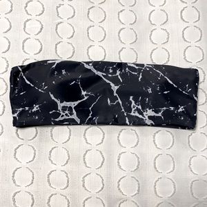 Marble black and white strapless bathing suit top